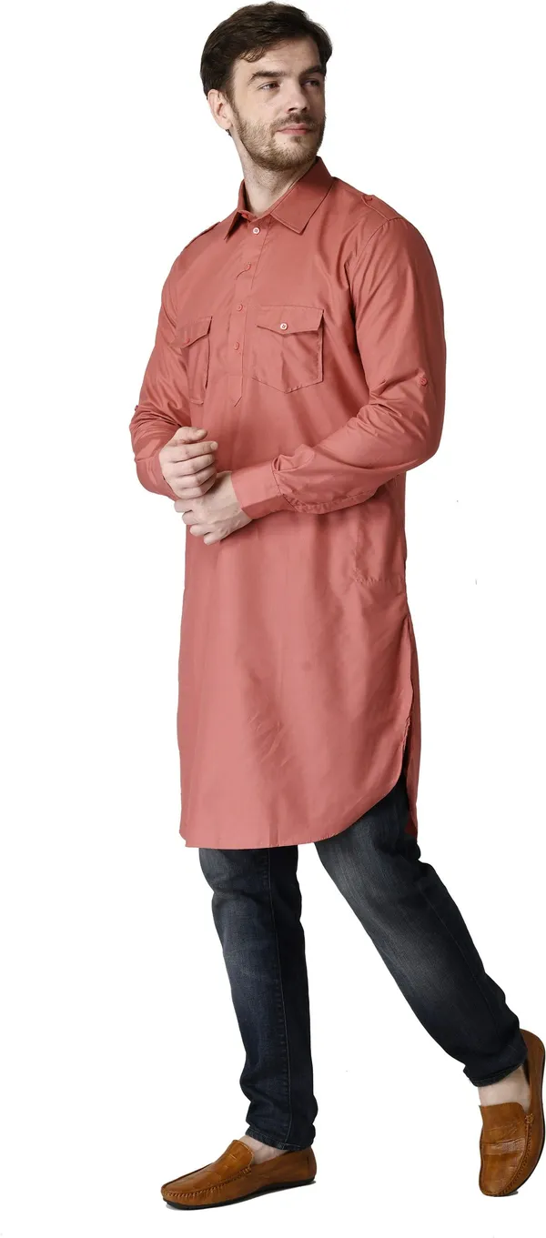 Tabard_Men_Solid_Straight_Kurta_(Pink)