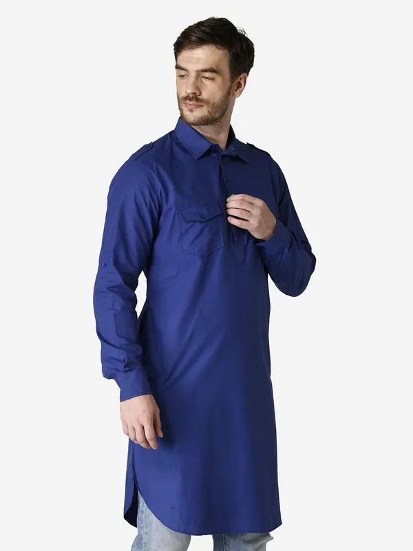 Tabard_Men_Solid_Straight_Kurta_(Light_Blue)