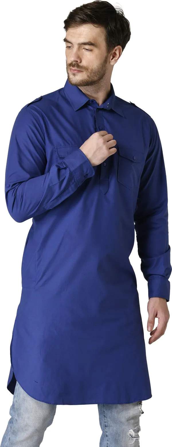 Tabard_Men_Solid_Straight_Kurta_(Light_Blue)