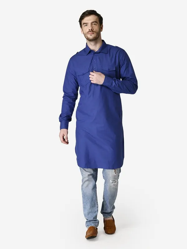 Tabard_Men_Solid_Straight_Kurta_(Light_Blue)