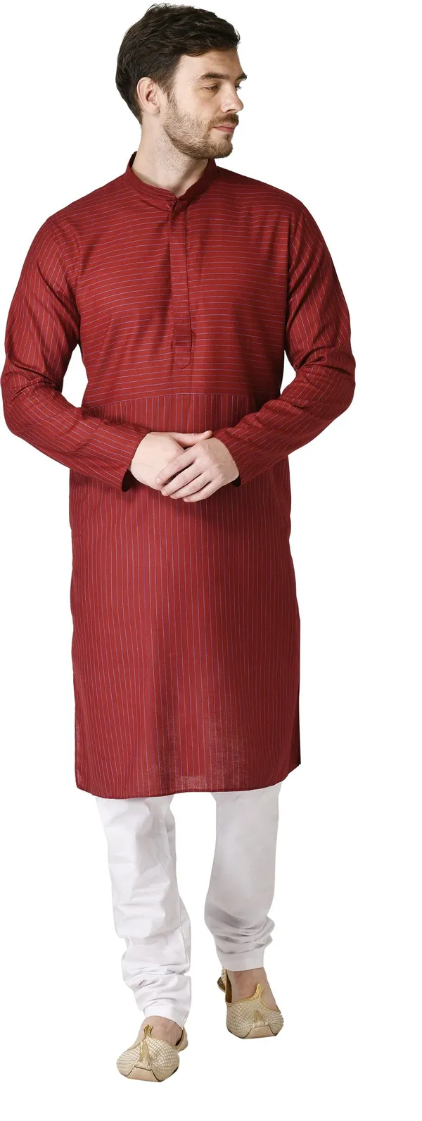 Tabard_Men_Solid_Straight_Kurta_(Maroon)