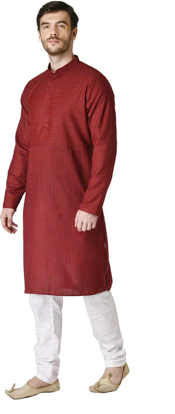 Tabard_Men_Solid_Straight_Kurta_(Maroon)