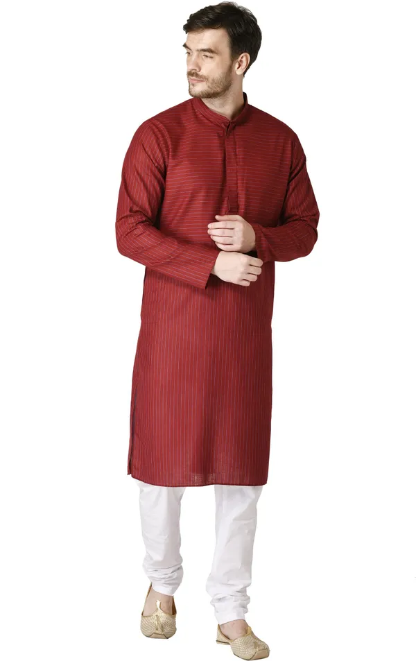 Tabard_Men_Solid_Straight_Kurta_(Maroon)