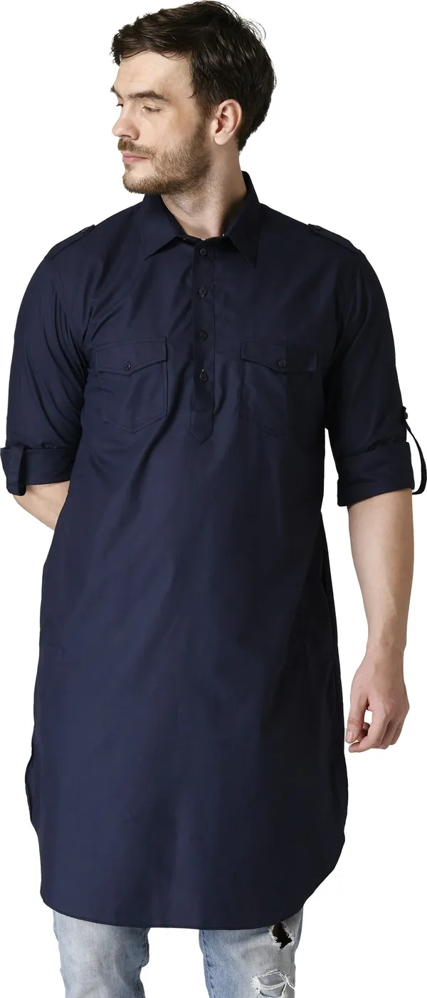 Tabard_Men_Solid_Straight_Kurta_(Dark_Blue)