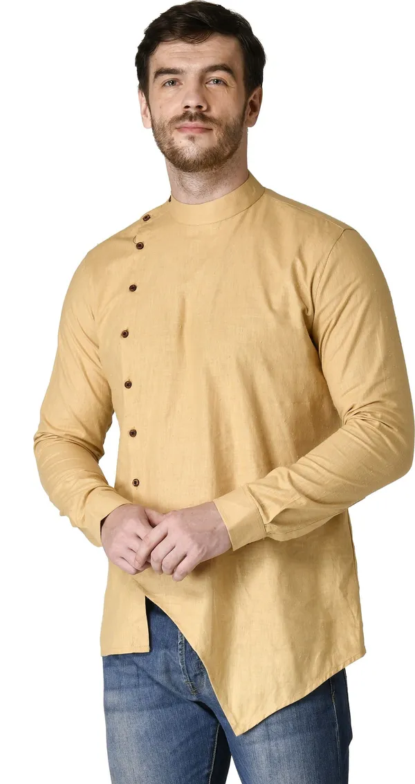 Tabard_Men_Solid_Straight_Kurta_(Beige)
