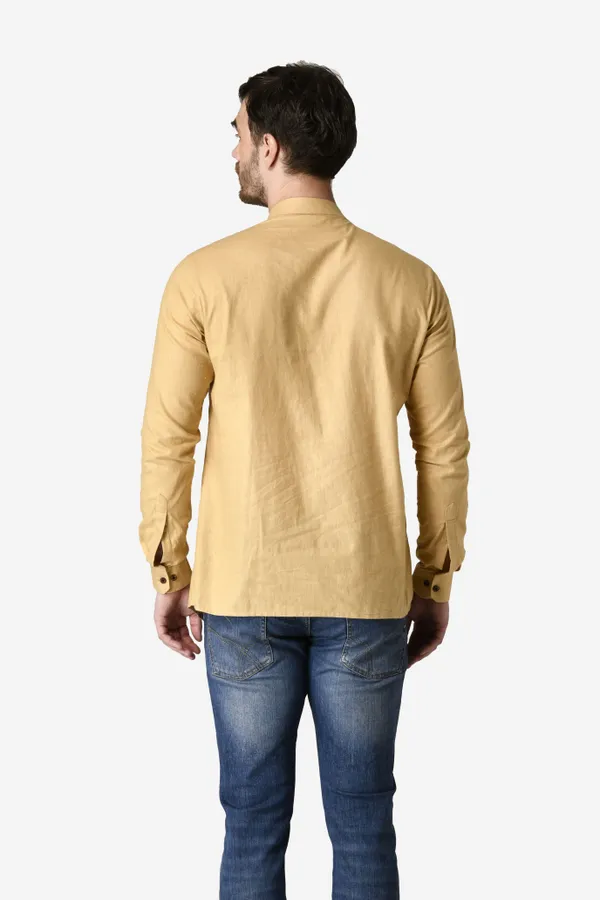 Tabard_Men_Solid_Straight_Kurta_(Beige)