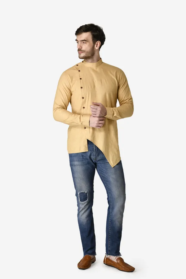Tabard_Men_Solid_Straight_Kurta_(Beige)