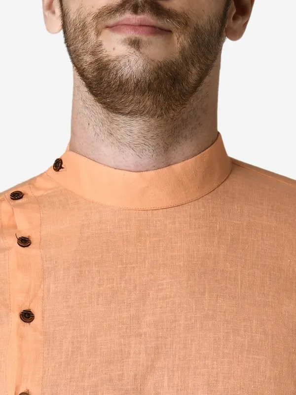 Tabard_Men_Solid_Asymmetric_Kurta_(Orange)