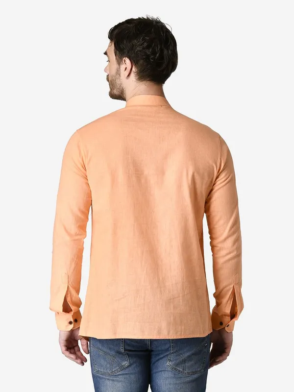 Tabard_Men_Solid_Asymmetric_Kurta_(Orange)