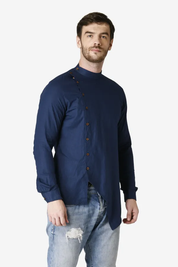 Tabard_Men_Solid_Straight_Kurta_(Blue)