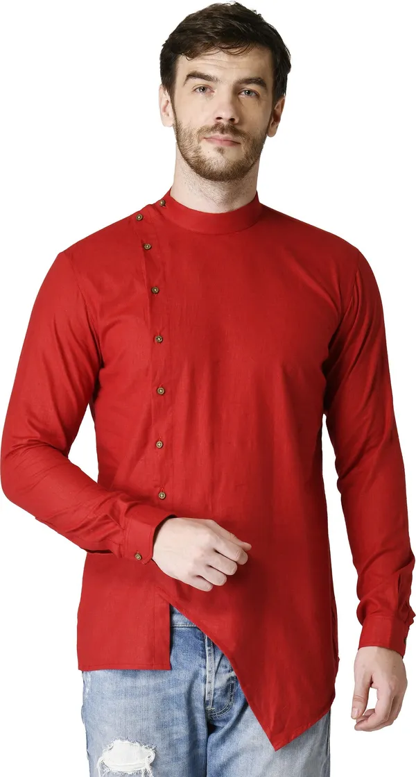 Tabard_Men_Solid_Straight_Kurta_(Red)