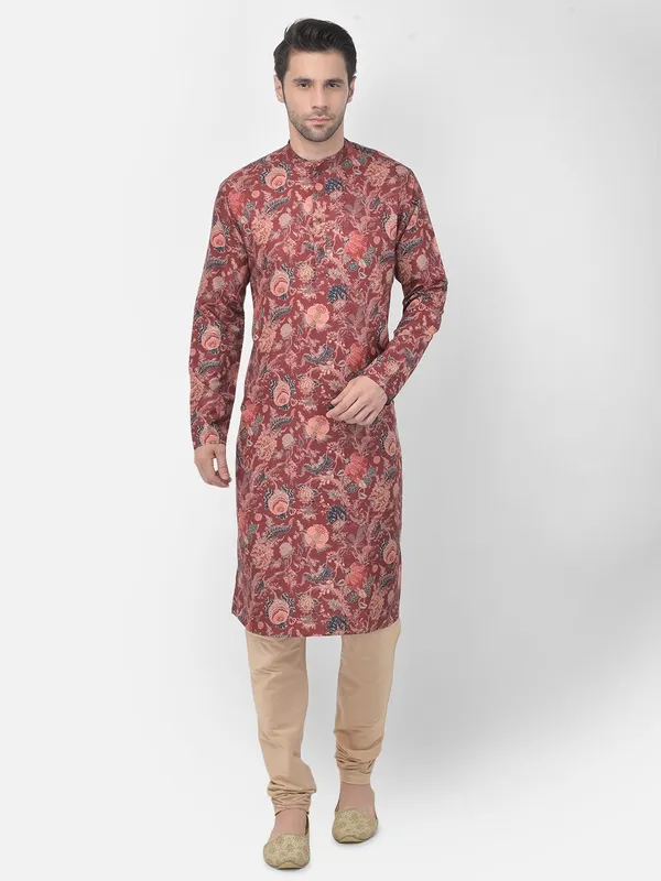 Tabard_Men_Printed_Straight_Kurta_(Maroon)