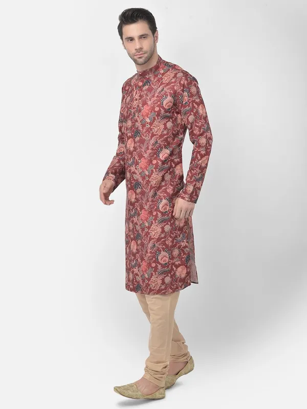Tabard_Men_Printed_Straight_Kurta_(Maroon)
