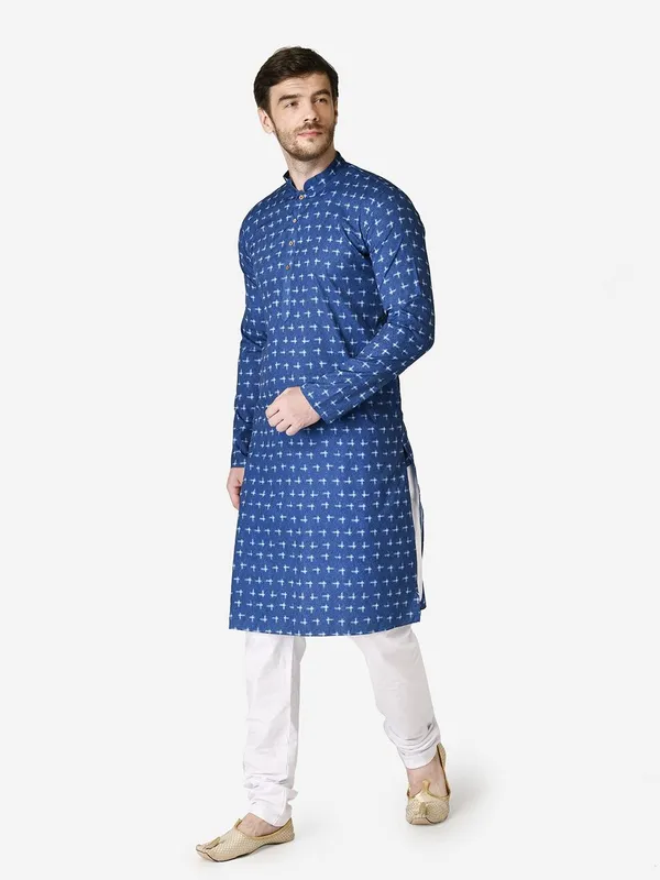 Tabard_Men_Printed_Straight_Kurta_(Blue)