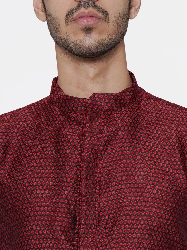 Tabard_Men_Printed_Straight_Kurta_(Maroon)