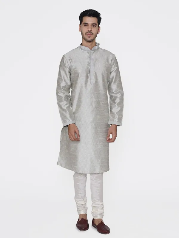 Tabard_Men_Printed_Straight_Kurta_(Silver)