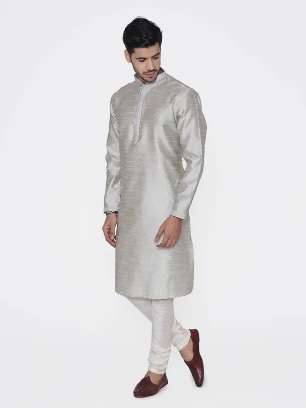 Tabard_Men_Printed_Straight_Kurta_(Silver)