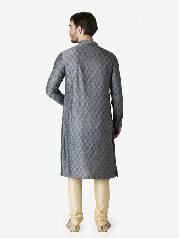 Tabard_Men_Printed_Straight_Kurta_(Grey)