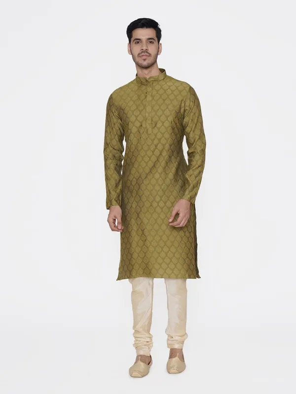 Tabard_Men_Printed_Straight_Kurta_(Green)