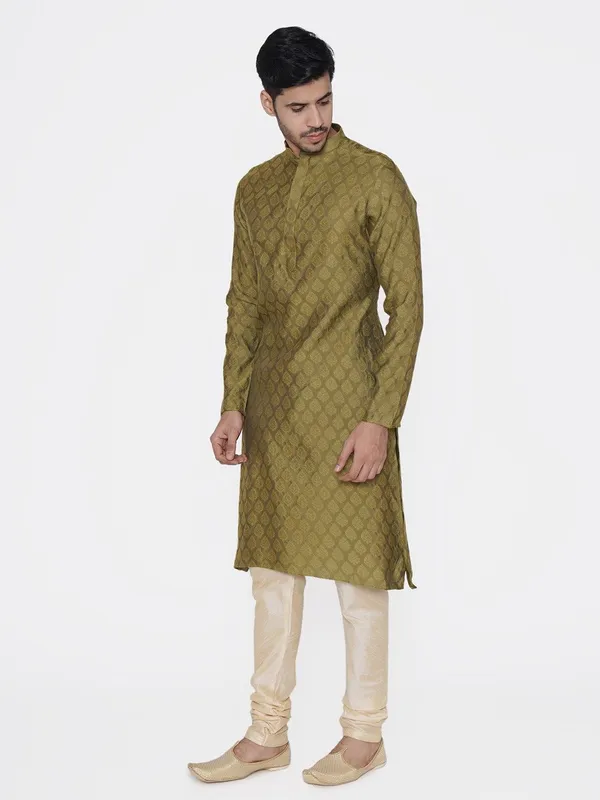 Tabard_Men_Printed_Straight_Kurta_(Green)
