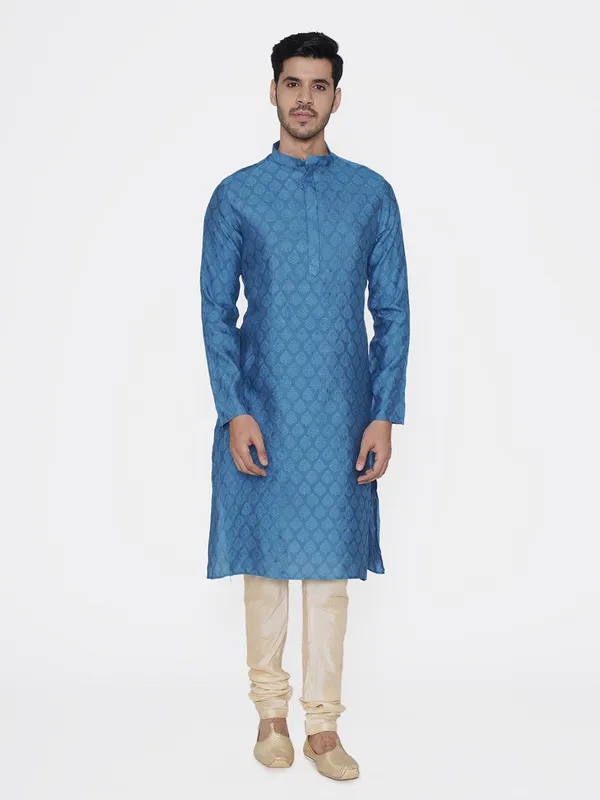Tabard_Men_Printed_Straight_Kurta_(Blue)