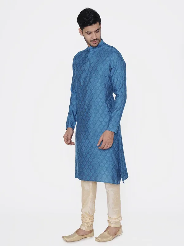 Tabard_Men_Printed_Straight_Kurta_(Blue)