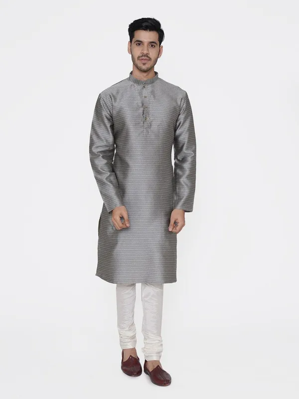 Tabard_Men_Self_Design_Straight_Kurta_(Grey)