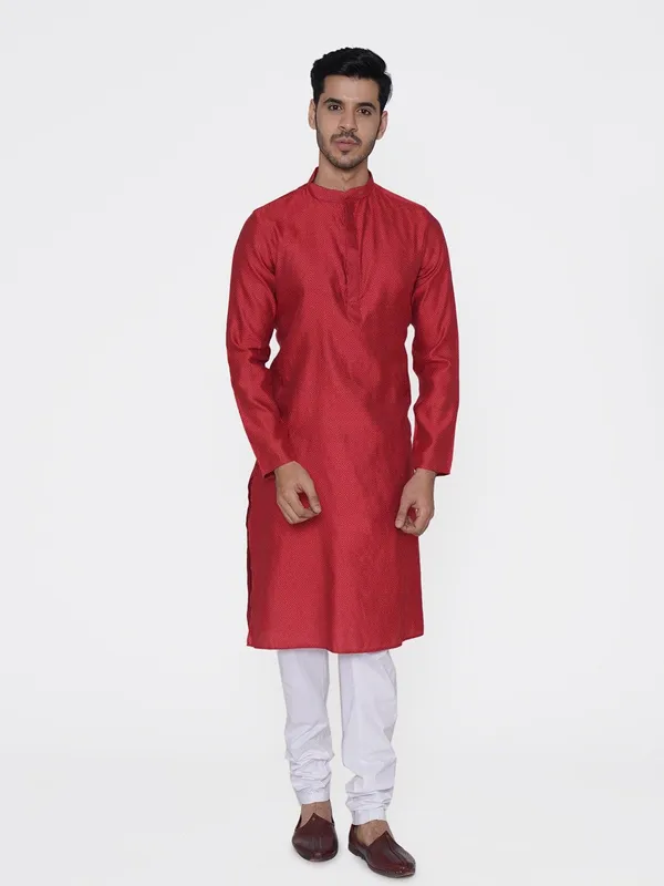 Tabard_Men_Printed_Straight_Kurta_(Red)
