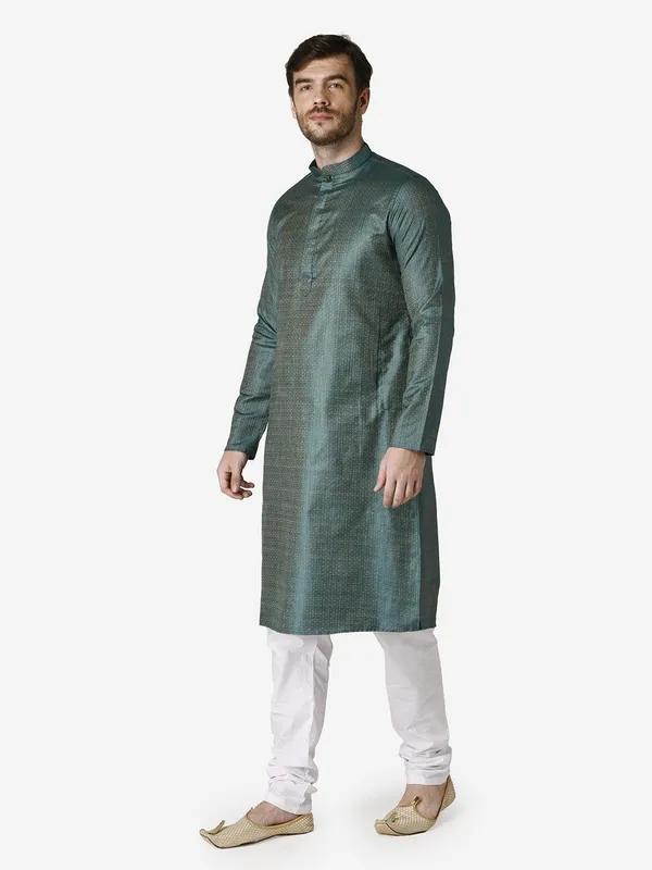 Tabard_Men_Printed_Straight_Kurta_(Green)