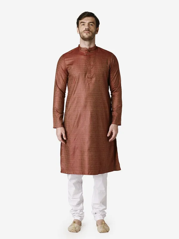 Tabard_Men_Printed_Straight_Kurta_(Red)
