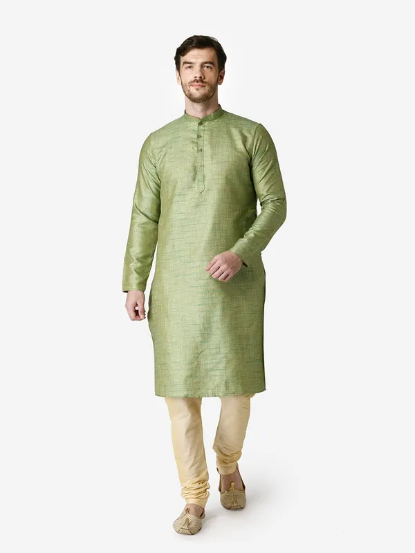Tabard_Men_Self_Design_Straight_Kurta_(Green)