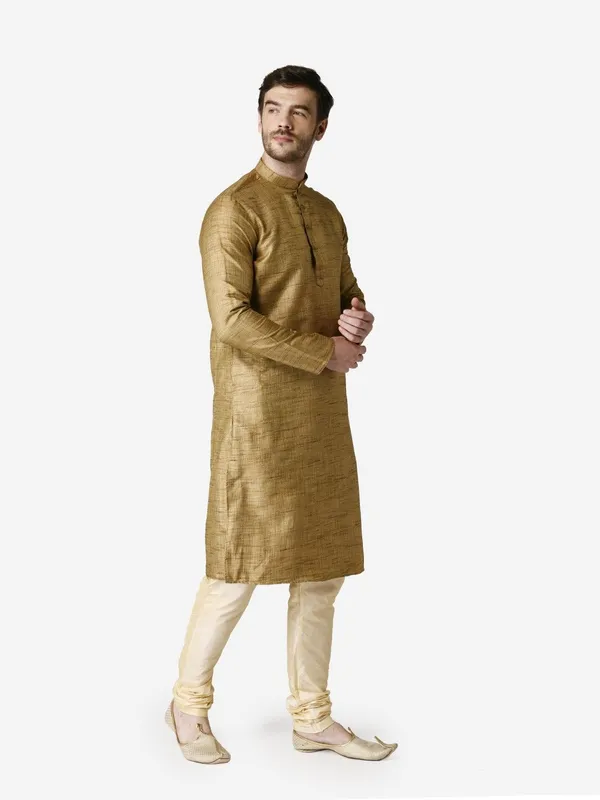 Tabard_Men_Solid_Straight_Kurta_(Beige)