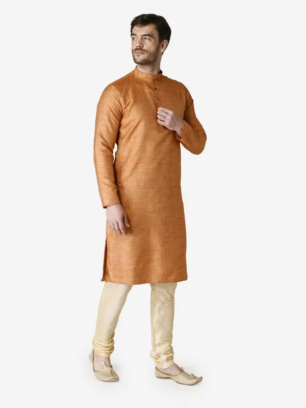 Tabard_Men_Solid_Straight_Kurta_(Orange)