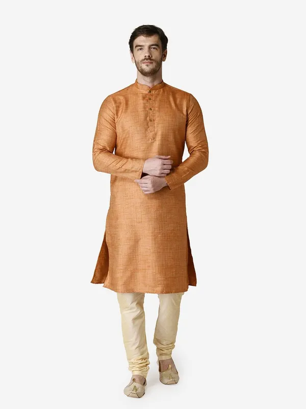 Tabard_Men_Solid_Straight_Kurta_(Orange)