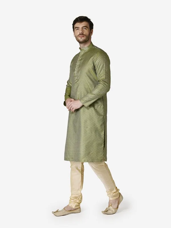 Tabard_Men_Printed_Straight_Kurta_(Green)