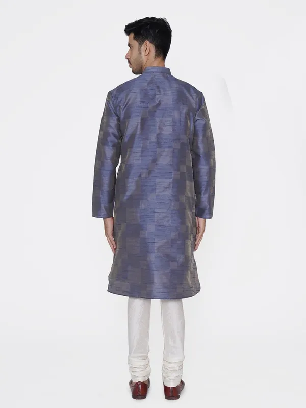 Tabard_Men_Checkered_Straight_Kurta_(Blue)
