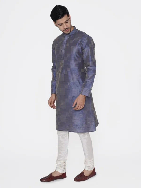 Tabard_Men_Checkered_Straight_Kurta_(Blue)