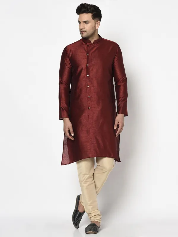 Tabard_Men_Striped_Straight_Kurta_(Maroon)