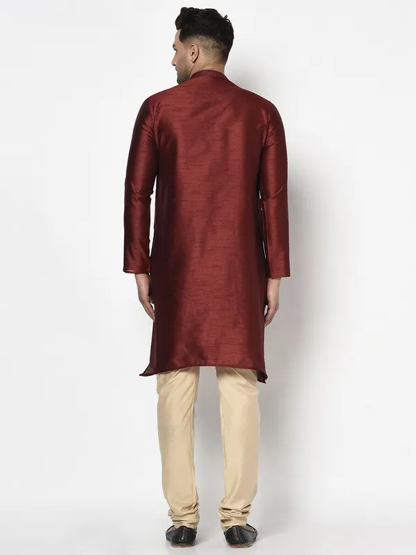 Tabard_Men_Striped_Straight_Kurta_(Maroon)