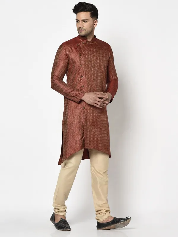 Tabard_Men_Self_Design_Straight_Kurta_(Red)