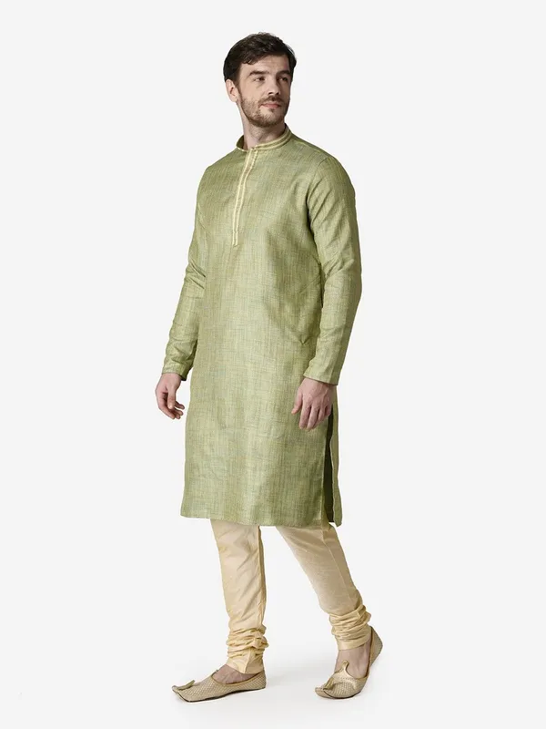 Tabard_Men_Self_Design_Straight_Kurta_(Green)