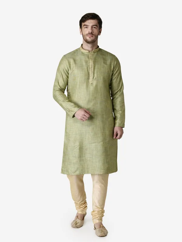 Tabard_Men_Self_Design_Straight_Kurta_(Green)