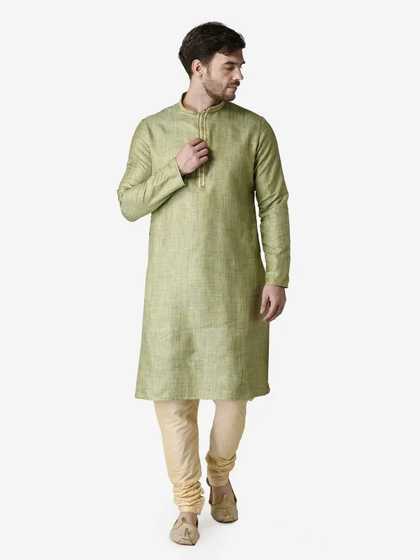 Tabard_Men_Self_Design_Straight_Kurta_(Green)
