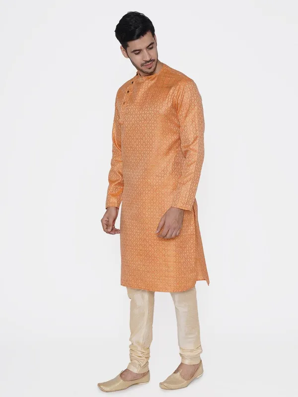 Tabard_Men_Printed_Straight_Kurta_(Orange)