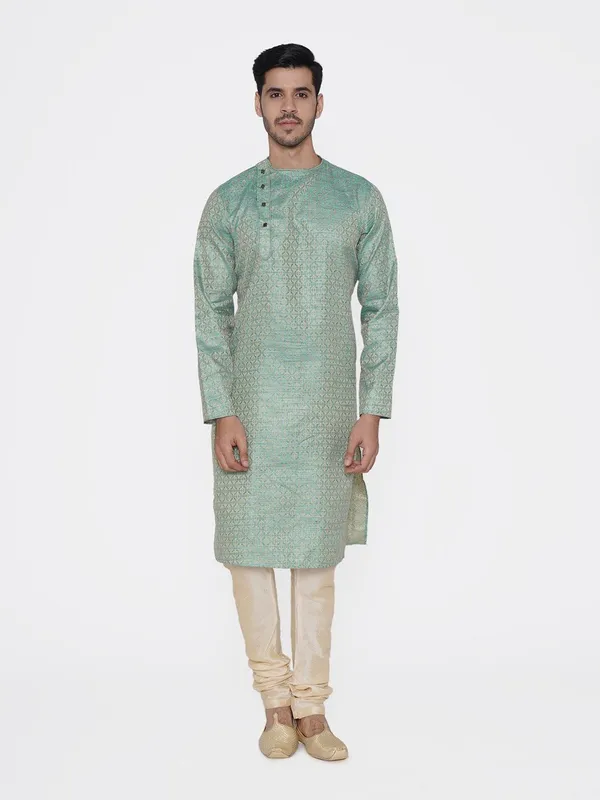 Tabard_Men_Printed_Straight_Kurta_(Green)