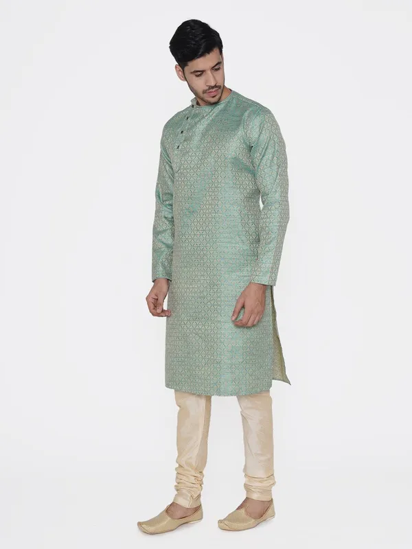 Tabard_Men_Printed_Straight_Kurta_(Green)