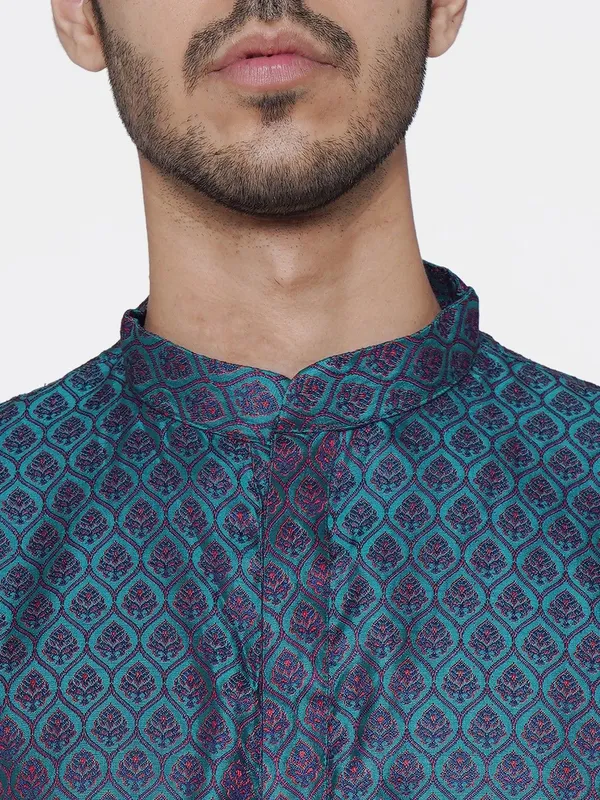 Tabard_Men_Printed_Straight_Kurta_(Green)