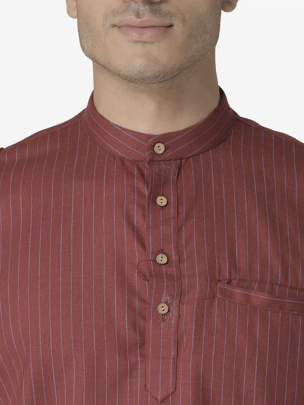 Tabard_Men_Striped_Straight_Kurta_(Red)