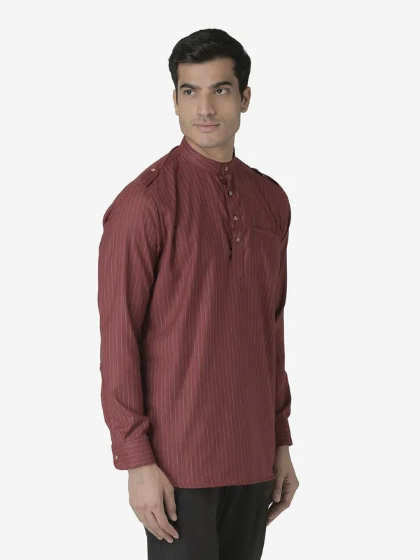 Tabard_Men_Striped_Straight_Kurta_(Red)