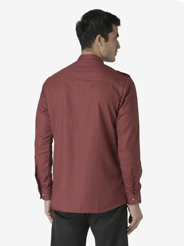 Tabard_Men_Striped_Straight_Kurta_(Red)